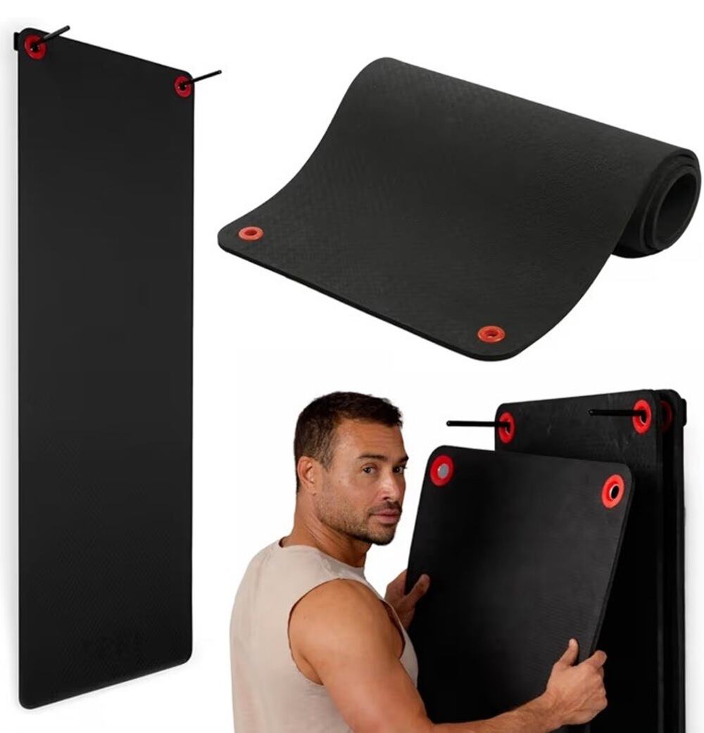 SPRI Hanging Bulk Fitness Mats 15mm, 71” x 23" Black, 10 Pack, Closed-Cell Foam